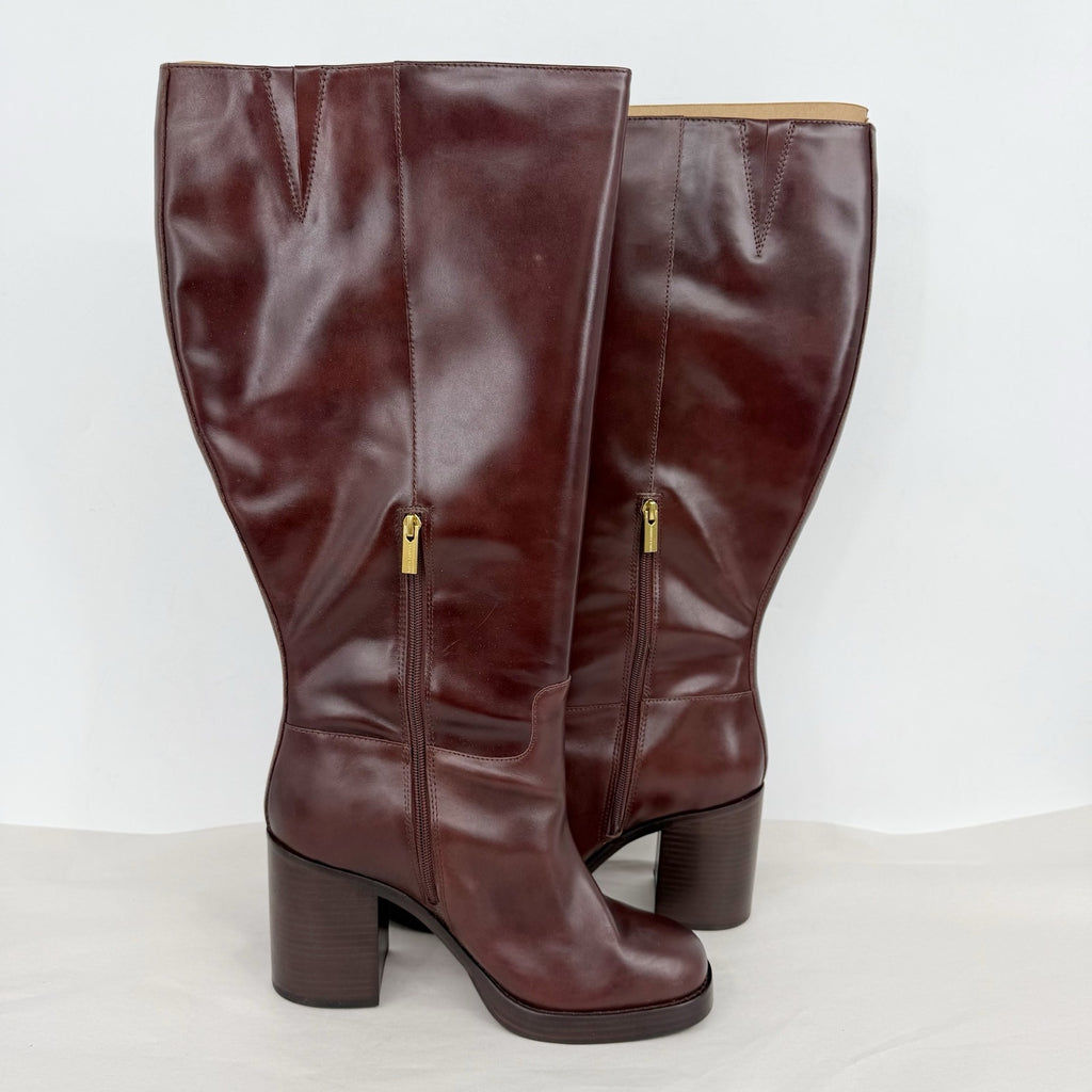 Vince Camuto Womens Gibi Knee High Boots US 12 Wide XWCalf Mahogany Leather NWOB