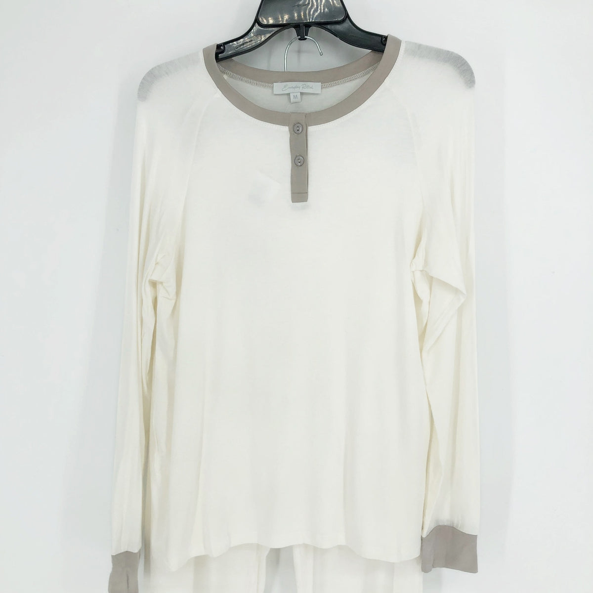 EVERYDAY RITUAL Women's Pajamas Set Medium Cream Knit Henley Jogger Stretch NWT