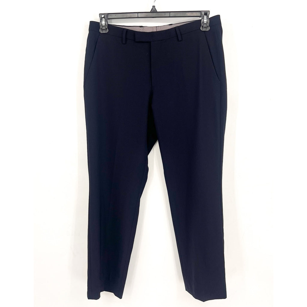 HUGO BOSS MENS Sharp 3 Suit Pants 38x28 Navy Blue Flat Front Slim Fit Dress NWOT