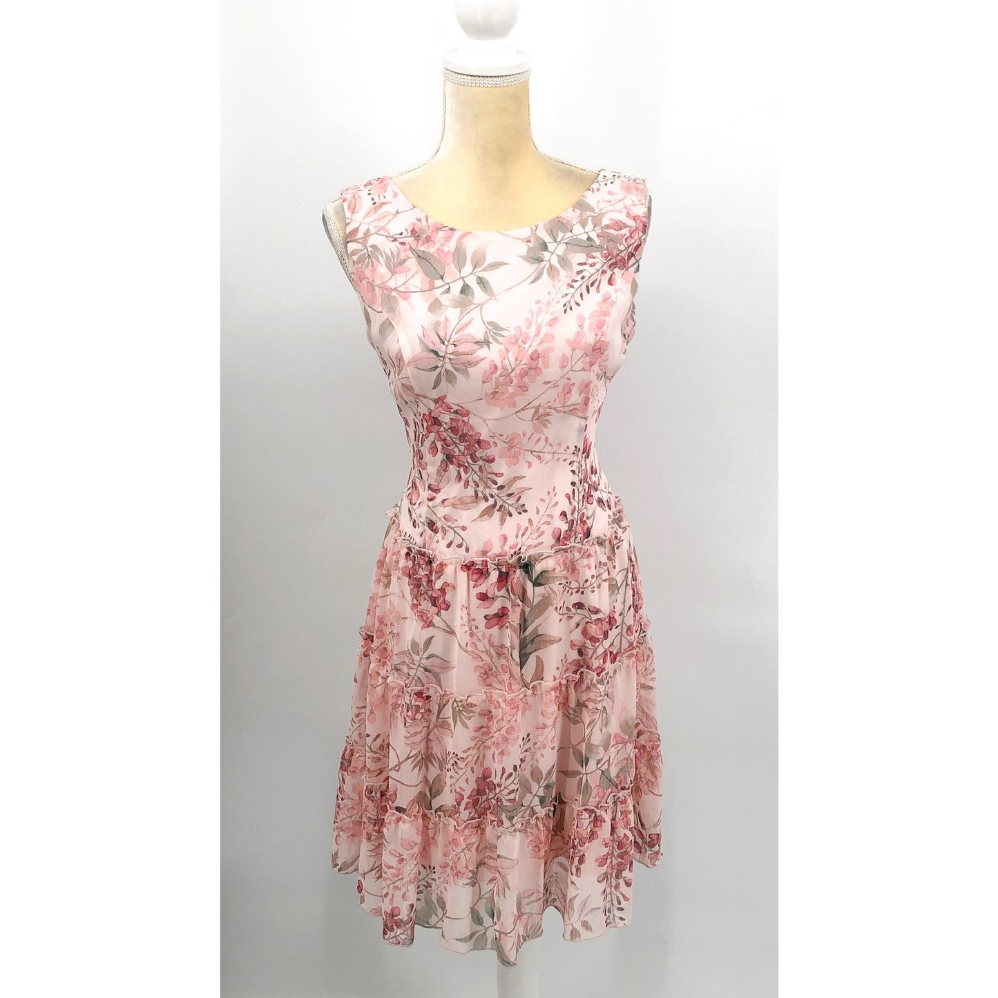 CONNECTED APPAREL Women's Sleeveless Chiffon Dress Size 4 Pink Floral Print NWT
