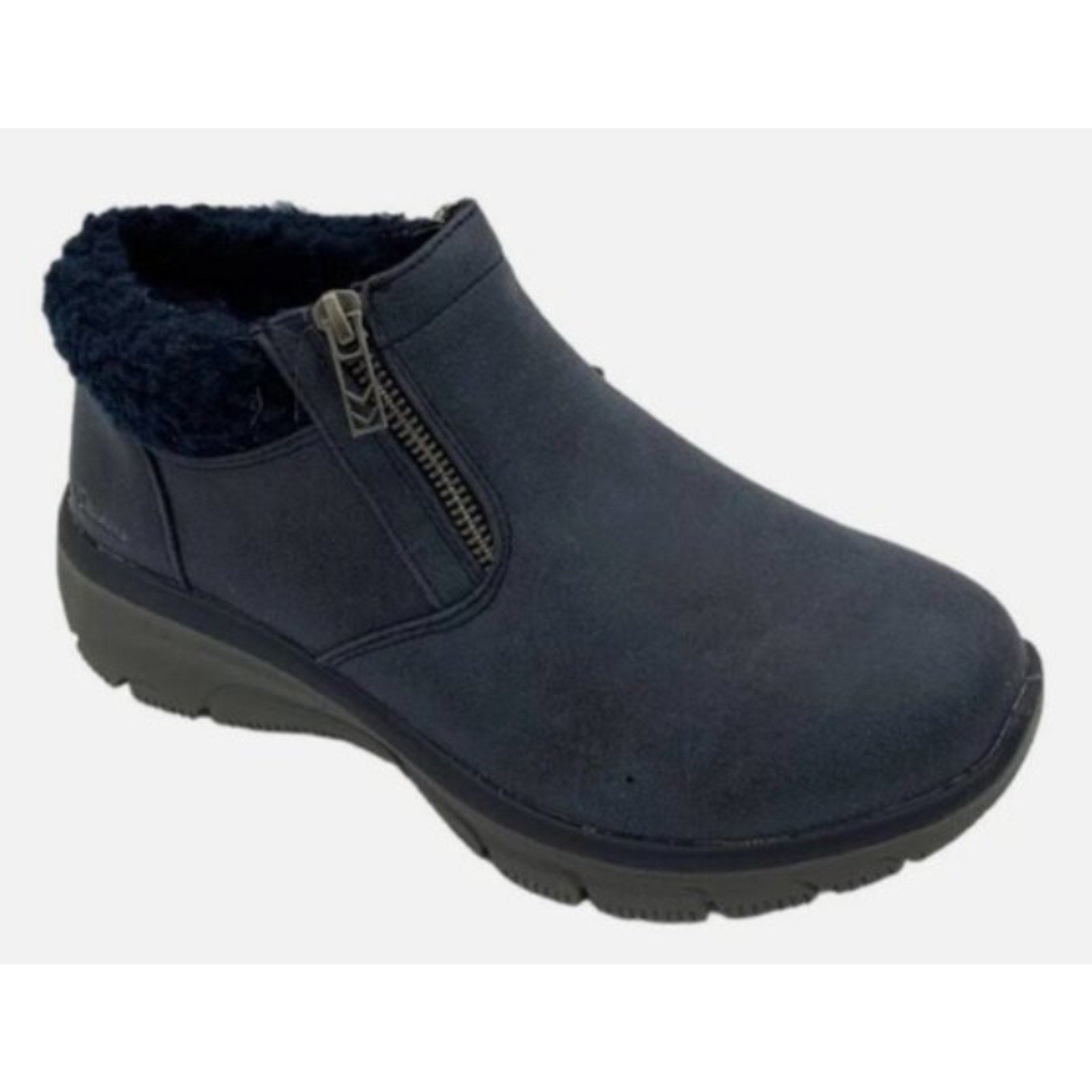 Skechers Women Easy Going Ankle Boots US 9 Navy Blue Water Repellent Lined NIB
