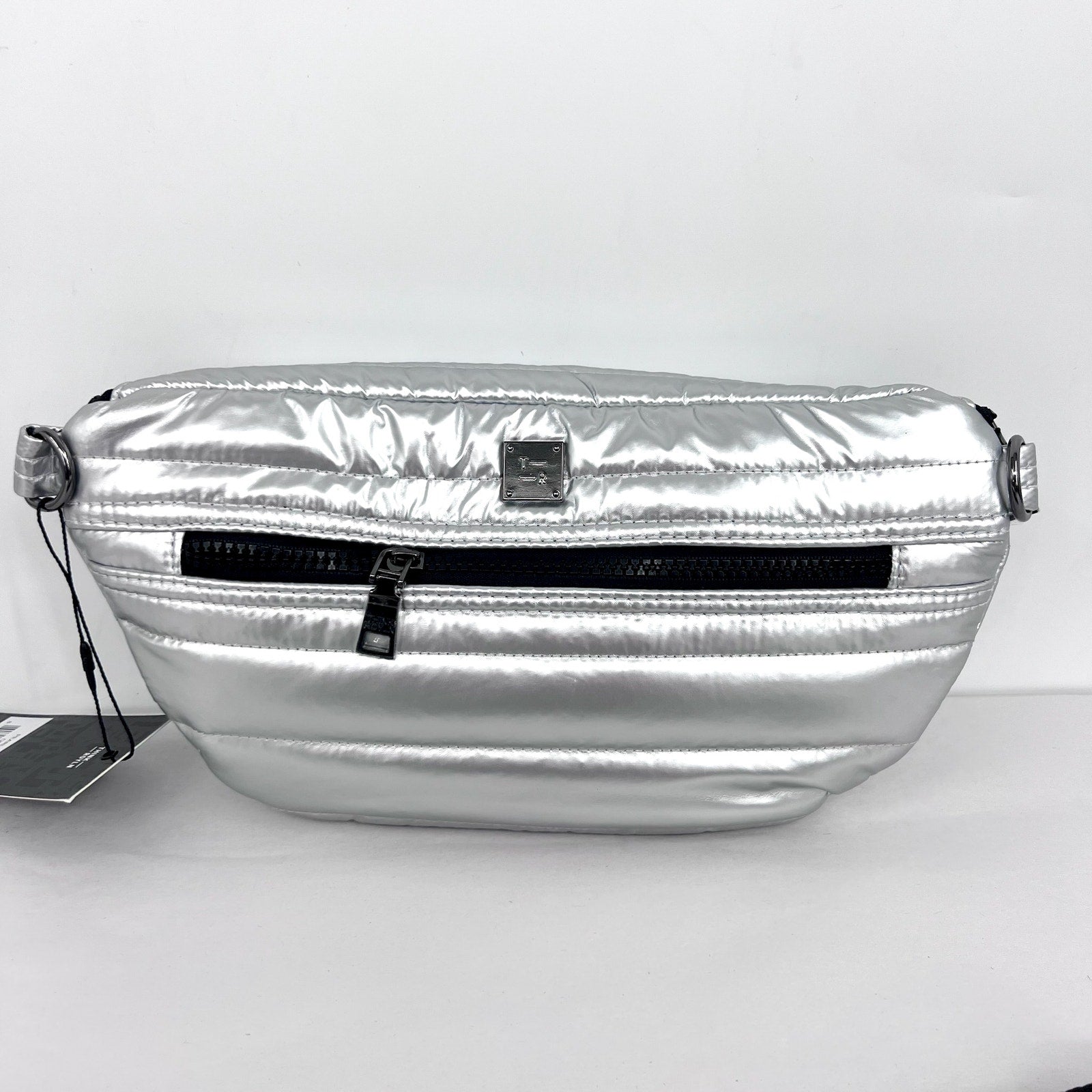 THINK ROYLN Women's Double Down Crossbody Fanny Pack Small Pearl Silver NWT