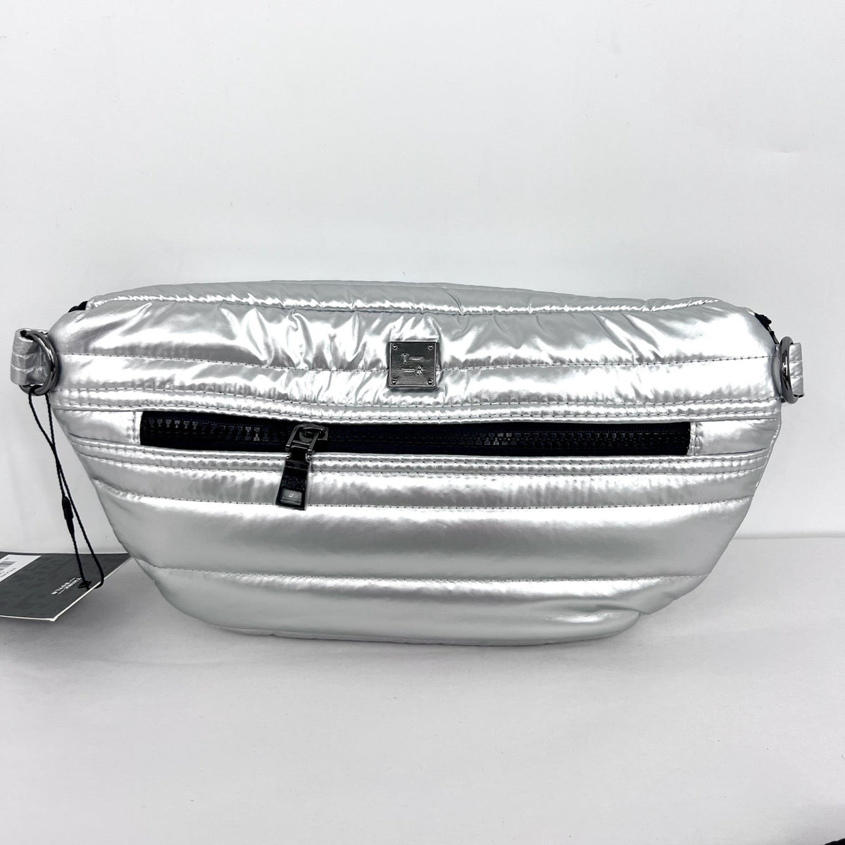 THINK ROYLN Women's Double Down Crossbody Fanny Pack Small Pearl Silver NWT