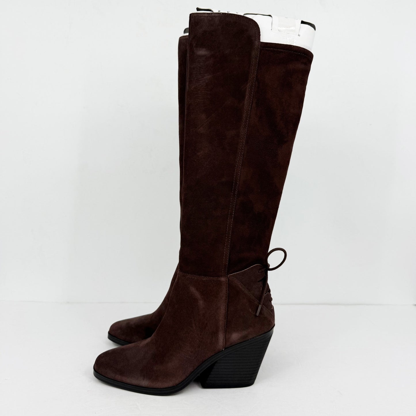 Lucky Brand Womens Mekinna Heeled Knee High Boots US 8.5 Dark Brown Suede NIB
