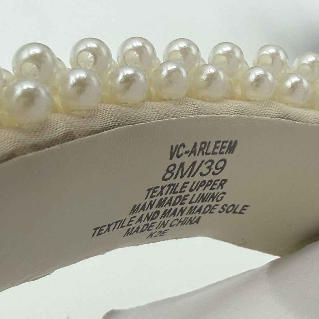 Vince Camuto Womens Arleem Pearl Beaded High Heel Sandals Size 8 Off White NWOB