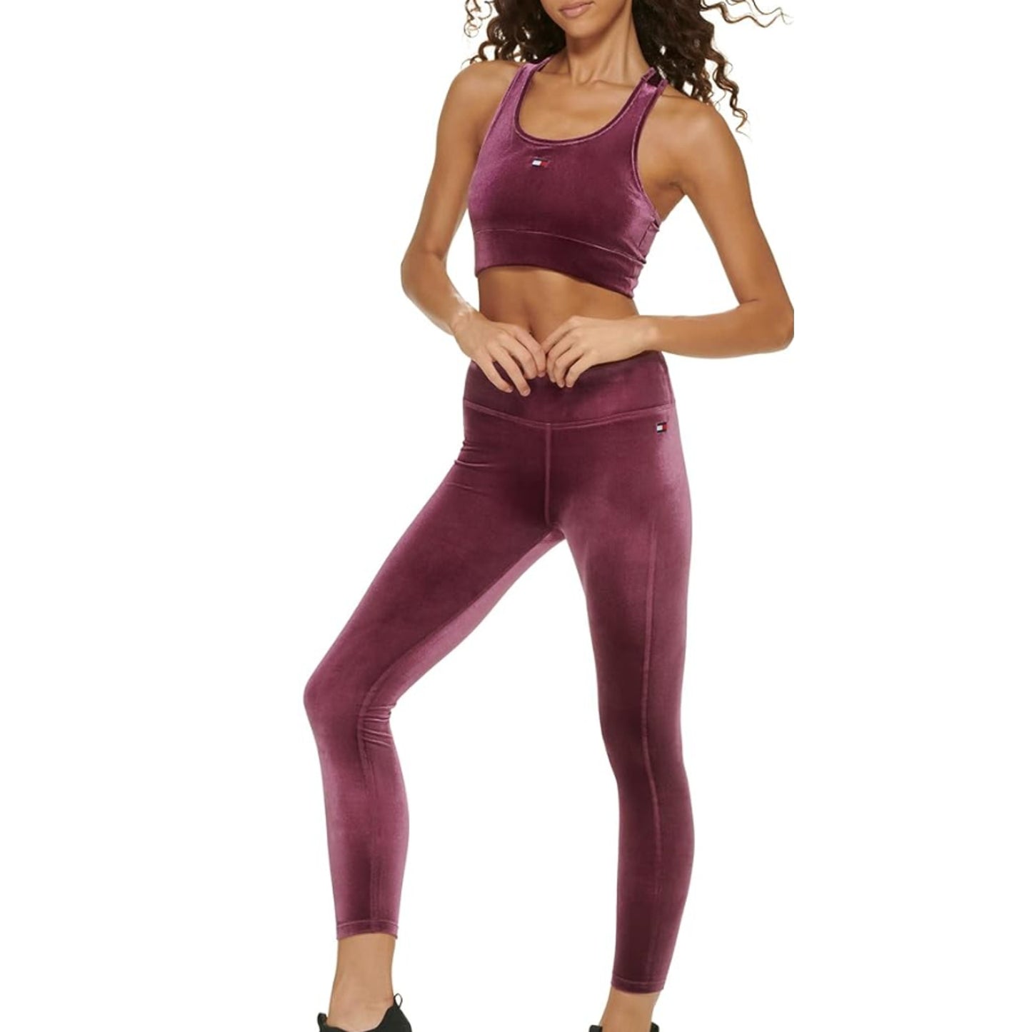 TOMMY HILFIGER Women's Velvet Active Leggings Crushed Grape XS