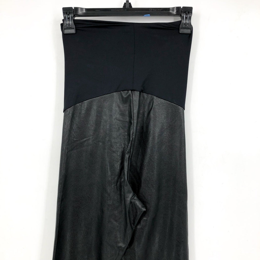 COMMANDO Women's Faux Leather Maternity Legging Large Black Belly Band NWOT