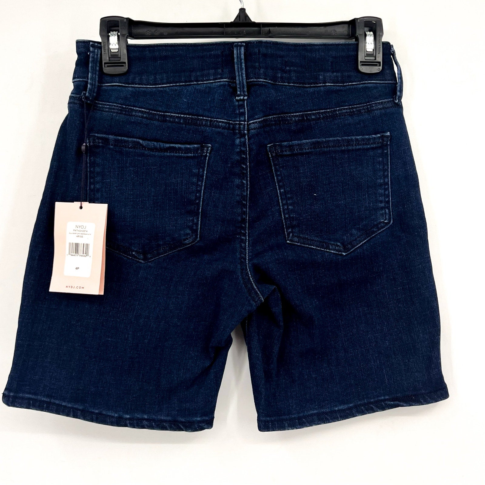 NYDJ Womens Ella Denim Shorts Size 4 PETITE Dark Blue Arise 8" Inseam NWT