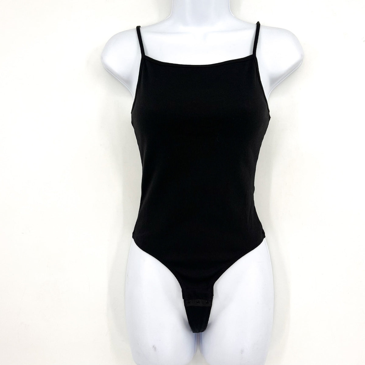 Madewell Women's Ribbed Spaghetti-Strap Bodysuit XS Black Thong AN423 NWT