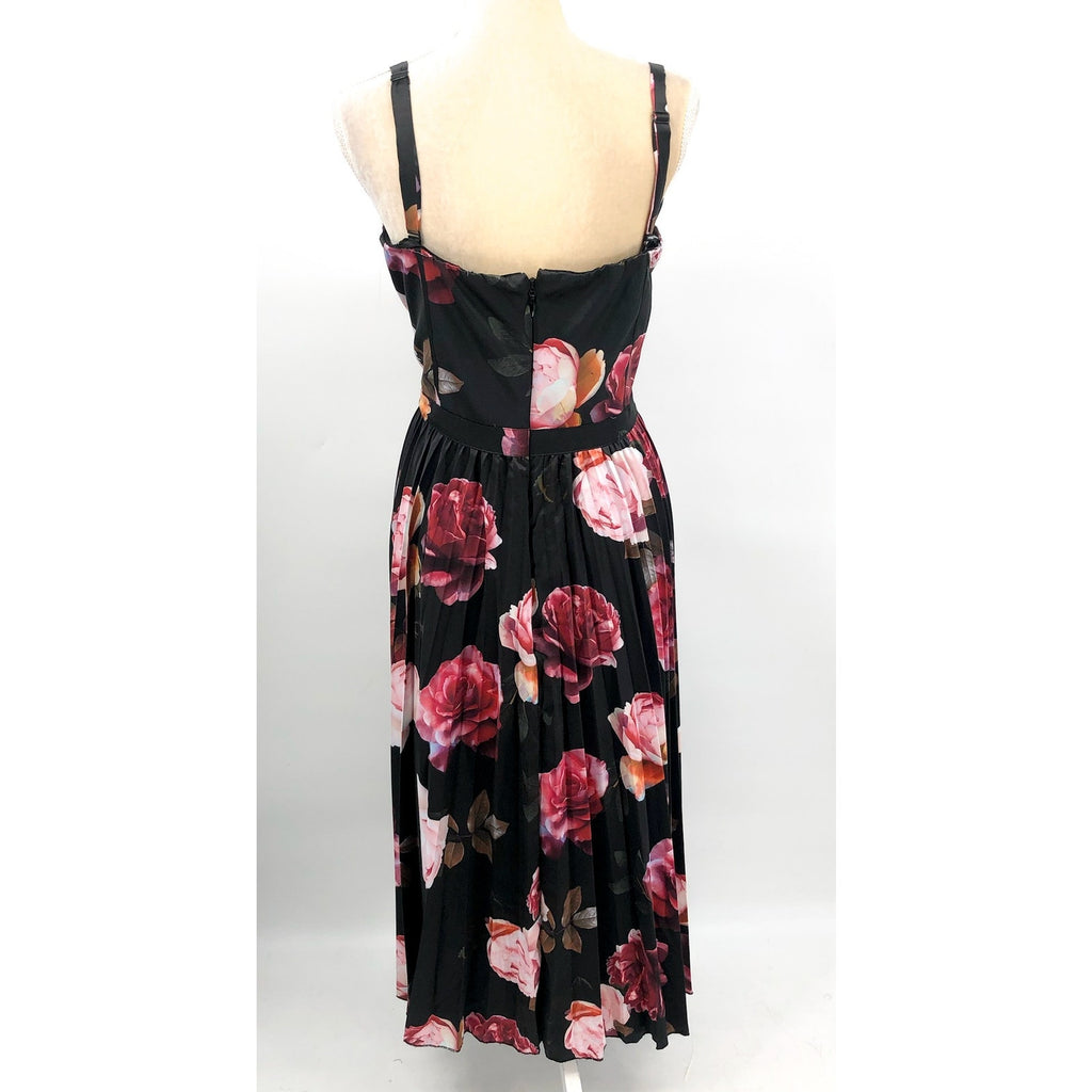 CITY CHIC Rich Bloom Party Dress Medium Size 18 Black Floral Midi Straps NWOT