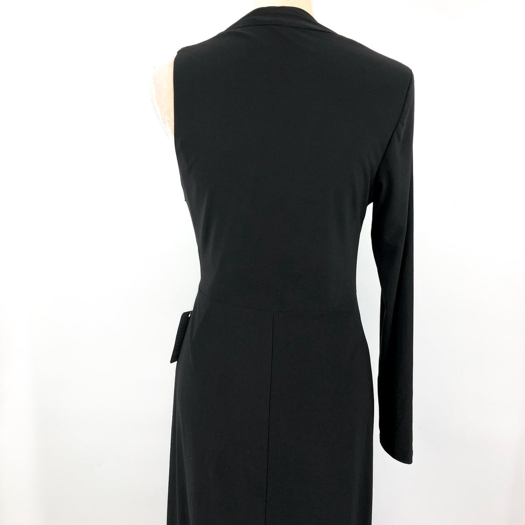 BETSY & ADAM One Shoulder Gown Size 12 Black Long Sleeve A22317N Dress NWT