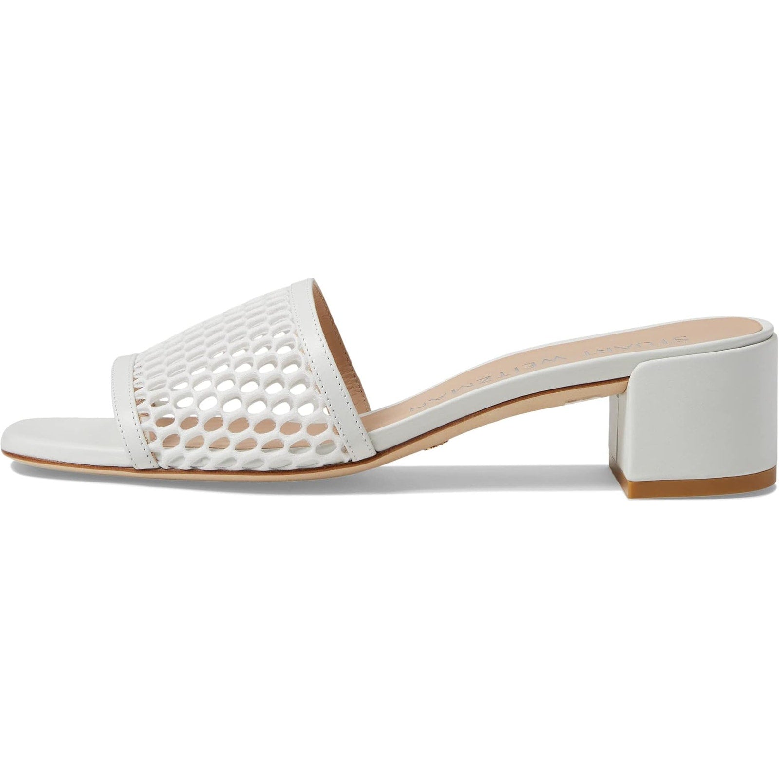 Stuart Weitzman Cayman 35 Slide Heels US 8.5 White Slip On Sandals NIB