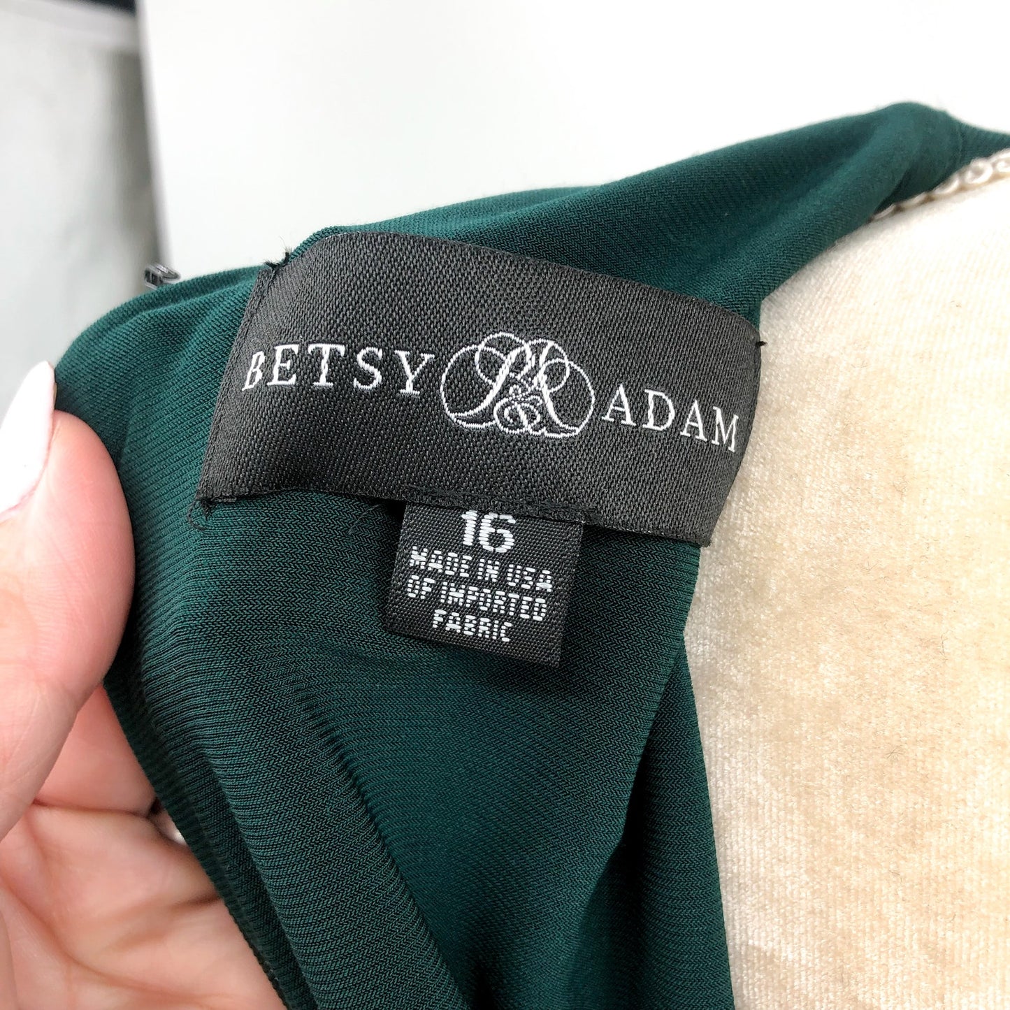 BETSY & ADAM Jeanette Long Sleeve Stretch Knit Dress Size 16 Forest Green NWT