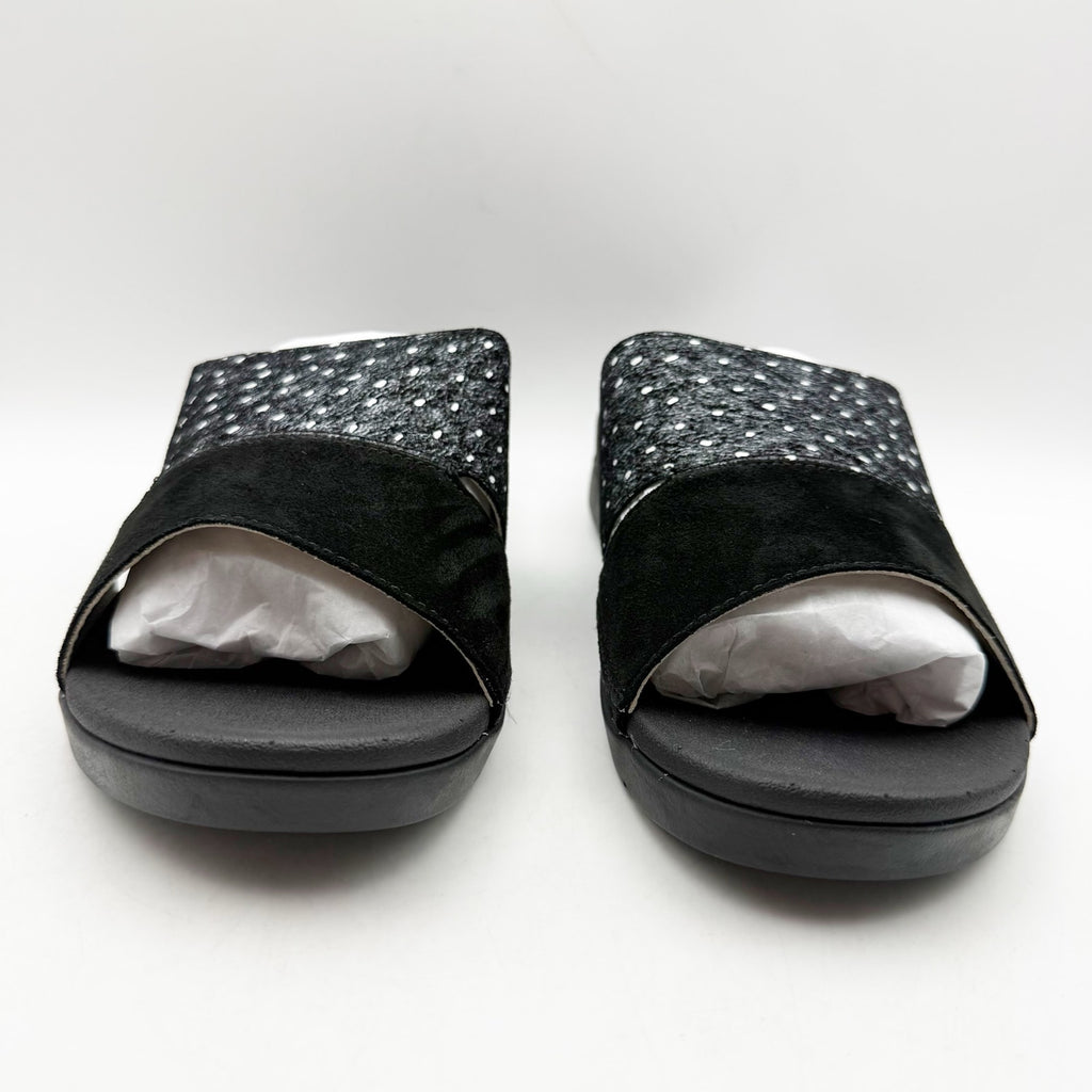 Spenco Womens Dawn Slide Sandals US 8 Wide EU 38.5 Black Suede NIB