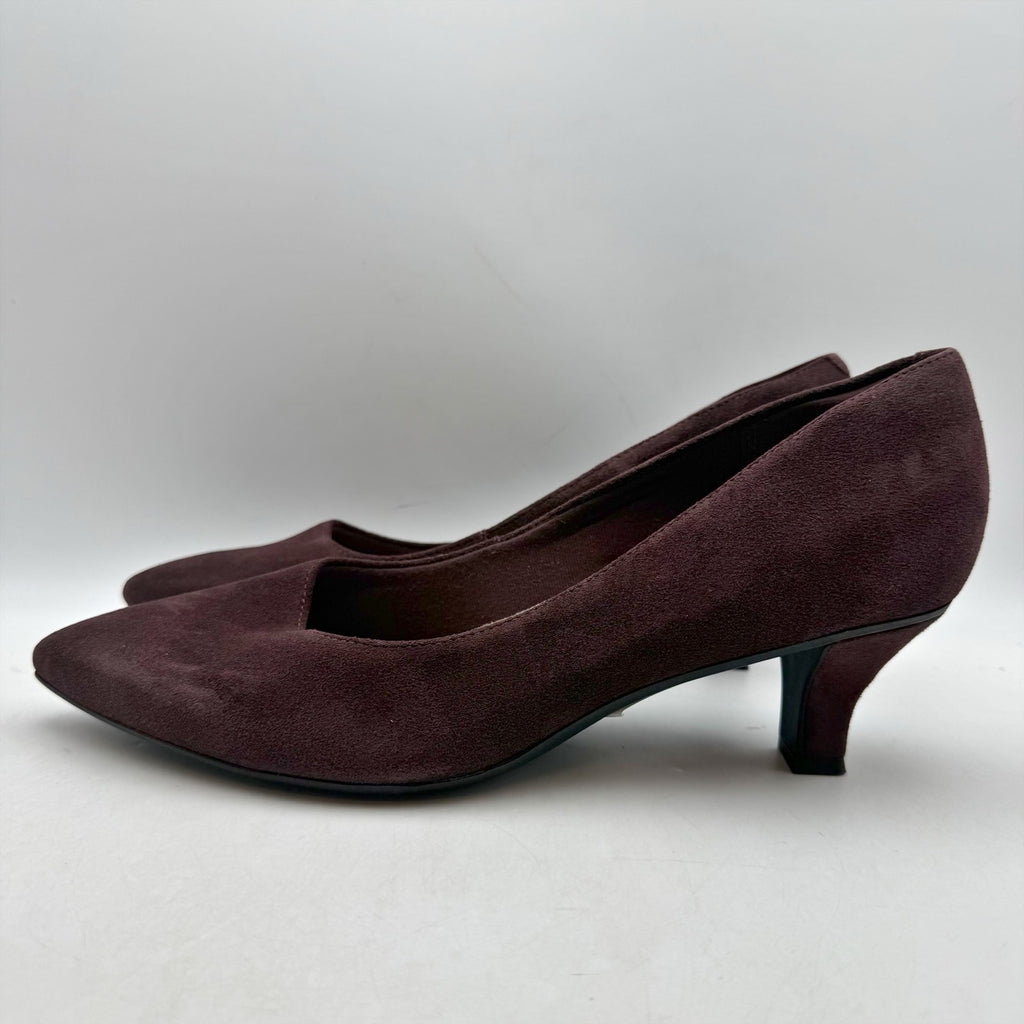 Clarks Womens Kepley Vine Pumps US 11 M Burgundy Purple Heels Suede NWOB