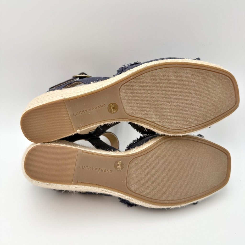 Lucky Brand Womens Mindra Espadrille Wedge Sandals Size 10 Wide Indigo Blue NIB