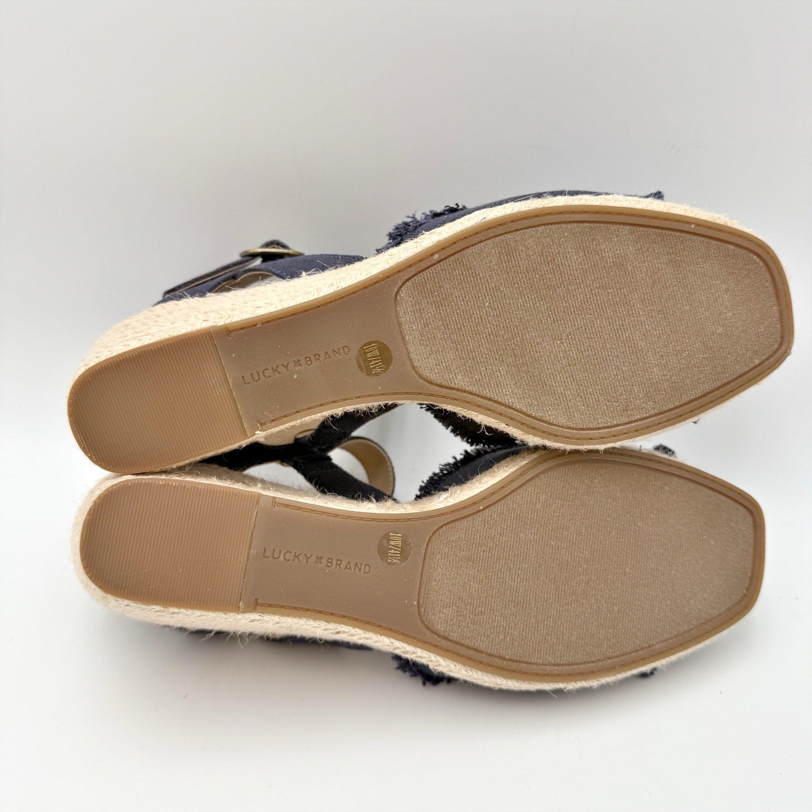 Lucky Brand Womens Mindra Espadrille Wedge Sandals Size 10 Wide Indigo Blue NIB