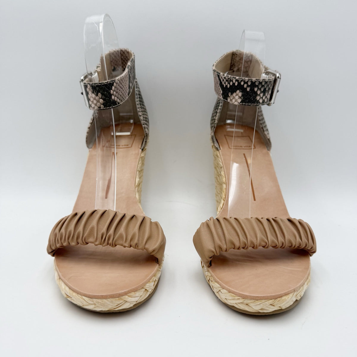 DOLCE Vita Womens Noor Wedge Sandals Size 7.5 Brown Espadrille Leather NWOB