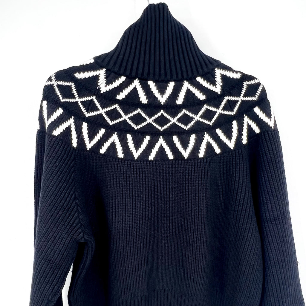 VARLEY Sigrid Fairisle Half-Zip Knit Sweater Medium Black Long Sleeve NWT