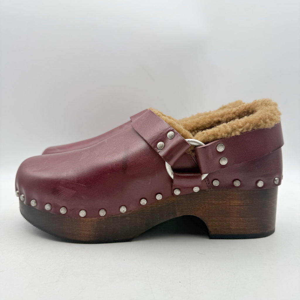 RE/DONE Womens 70s Slingback Clogs EU 40 US 10 Red Leather Studded NWOB