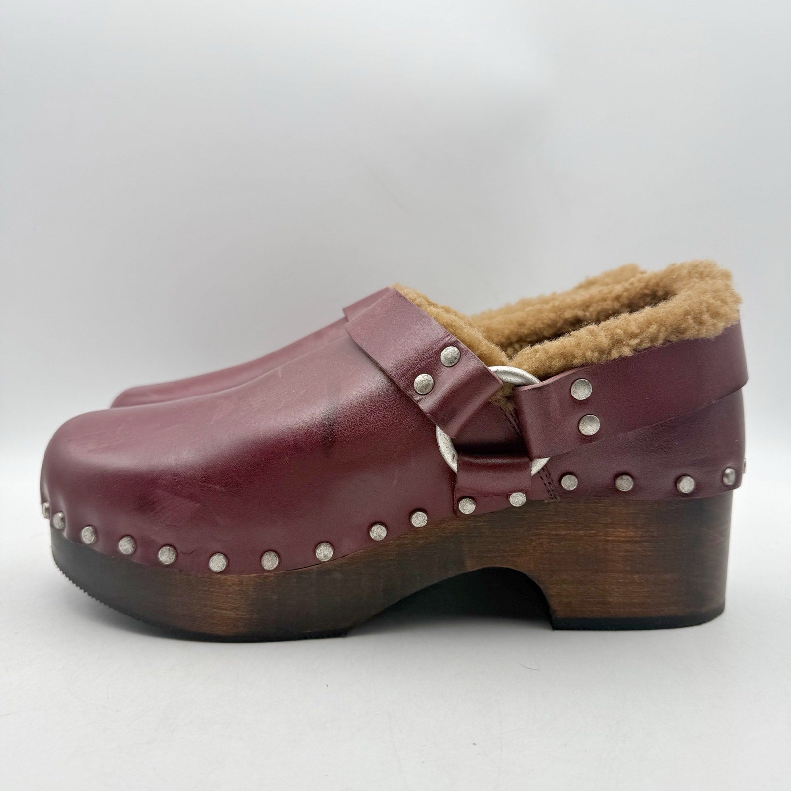 RE/DONE Womens 70s Slingback Clogs EU 40 US 10 Red Leather Studded NWOB