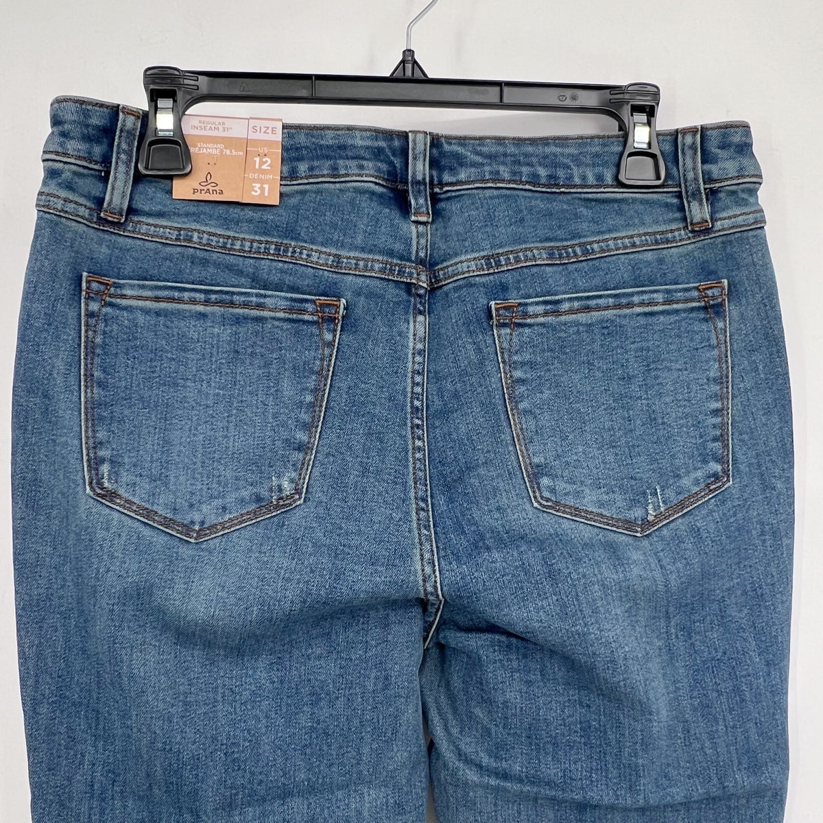 PRANA Womens Sienna Skinny Jeans Size 12 31x31 True Blue Stretch Mid Rise NWT