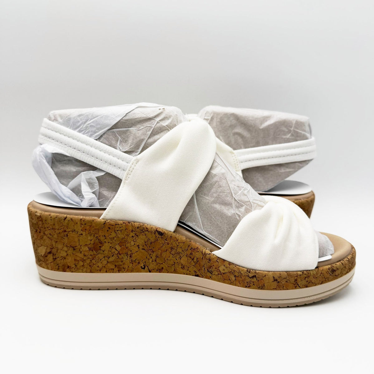 Bzees Womens Riley Slingback Wedge Sandals Size 8 Wide EU 38.5 White NIB