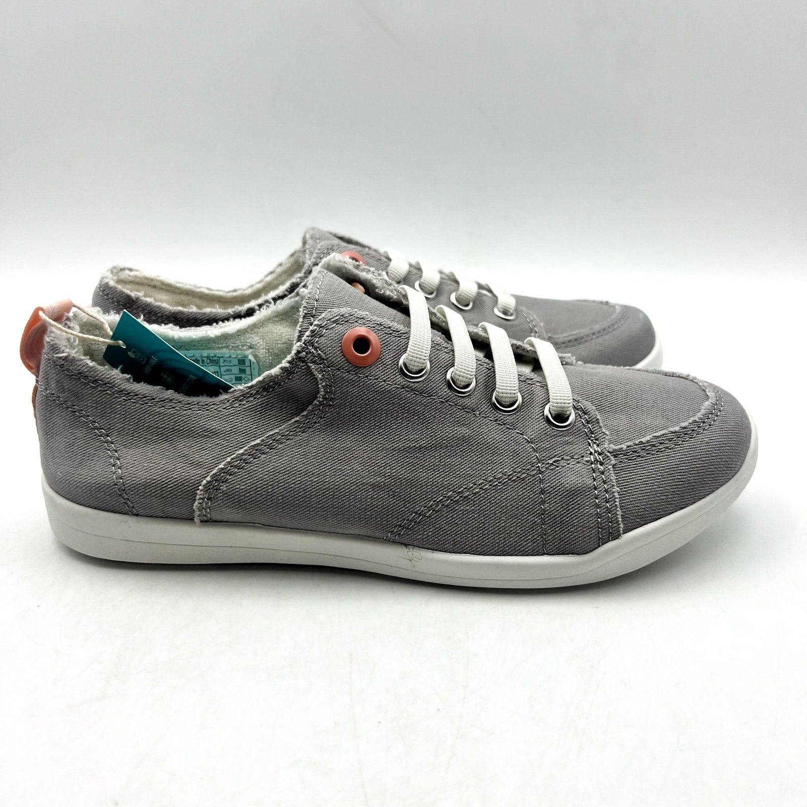 Vionic Womens Beach Pismo Sneakers US 5M EU 35 Gray Cotton Canvas Casual NIB