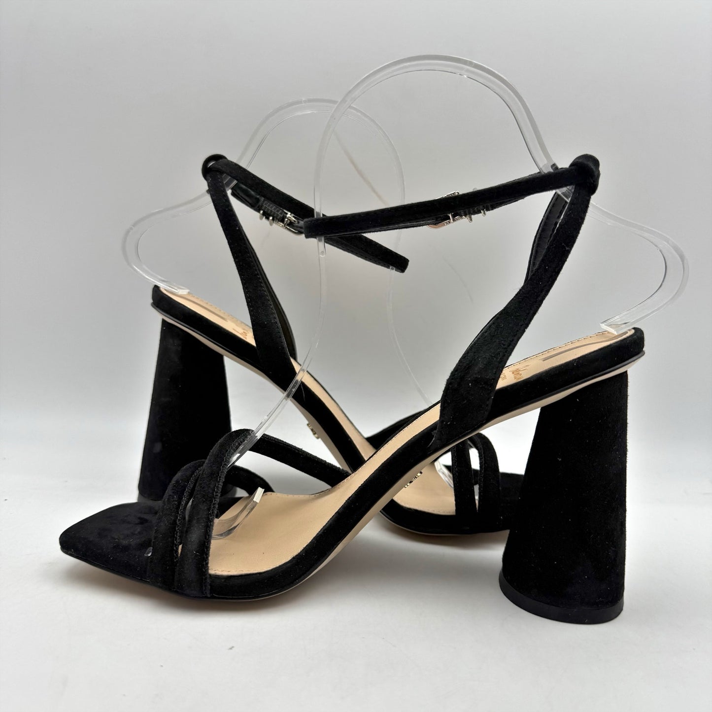 Sam Edelman Womens Kia Heeled Sandal US 7 EU 37 Black Suede NWOB