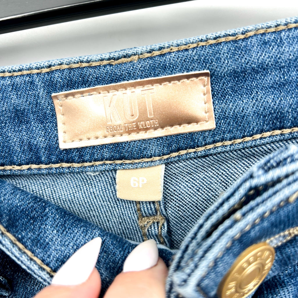 KUT FROM THE KLOTH Womens Kelsey Fab Ab Flare Jeans 6 Petite Blue Perceptual NWT