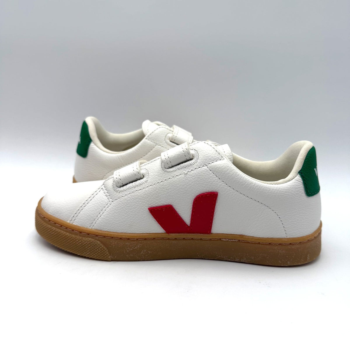 Veja Kids Small Esplar Double Strap Sneakers Size 2 EU 33 White Red Green NWOB