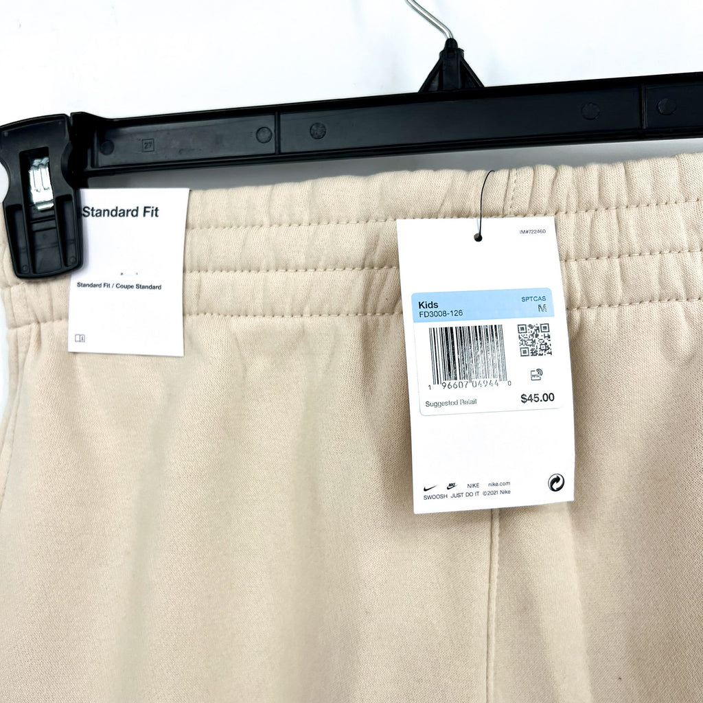 NIKE Kids Sportswear Club Fleece Joggers Pants Medium Cream White Boys Girls NWT