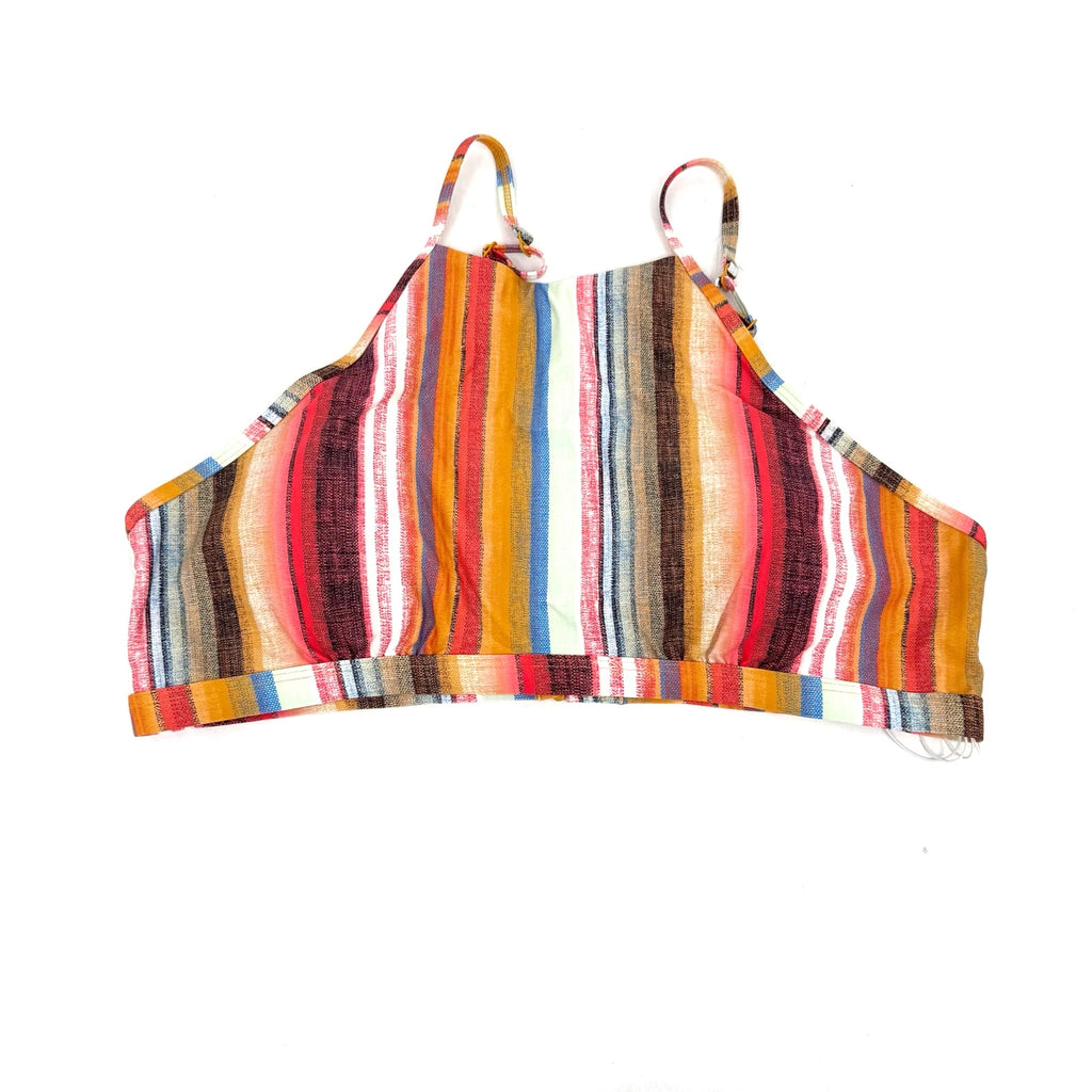 PRANA Women's Taranto Bikini Top XL Gold Baja Stripe Halter Swim NWT