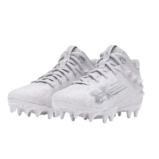 Under Armour Men Blur 2 MC Suede Molded Football Cleats US 8.5 White Silver NWOB