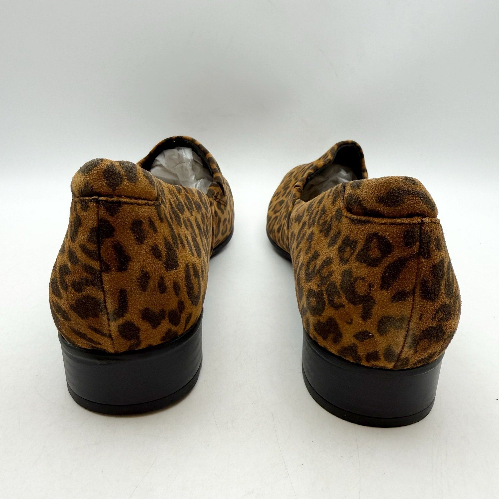 Clarks Womens Juliet Palm Loafers US 8.5 Wide EU 39.5 Brown Leopard Suede NWOB