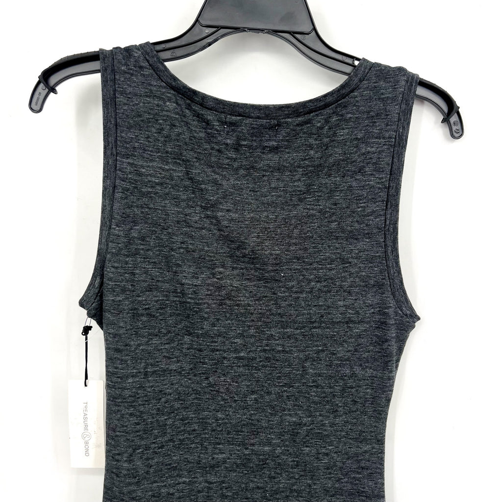 TREASURE & BOND Ruched Jersey Tank Dress Medium Charcoal Gray Sleeveless NWT