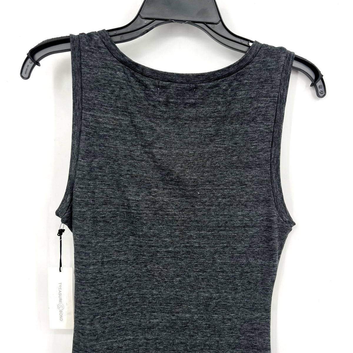 TREASURE & BOND Ruched Jersey Tank Dress Medium Charcoal Gray Sleeveless NWT