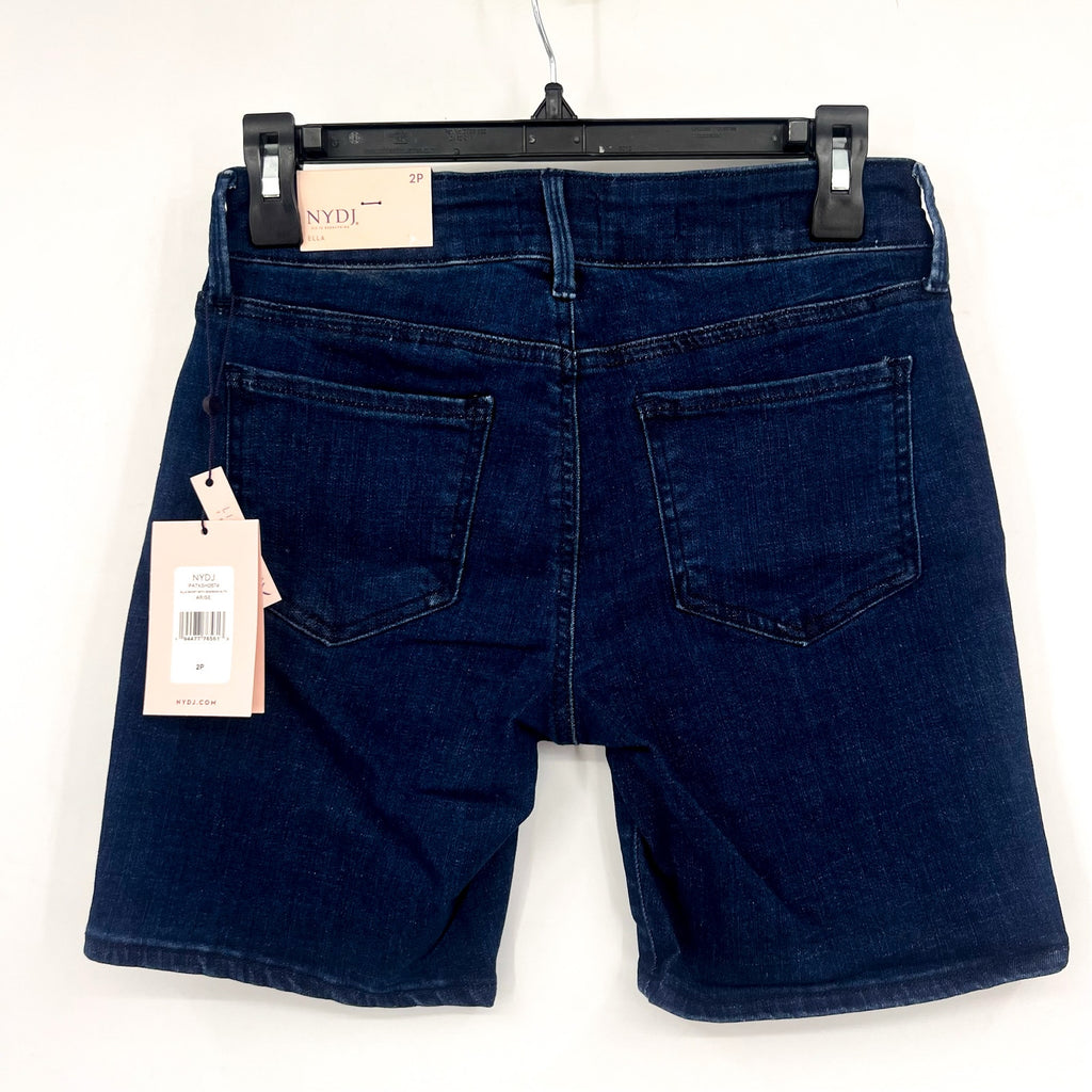 NYDJ Womens Ella Denim Shorts Size 2 PETITE Dark Blue Arise 8" Inseam NWT