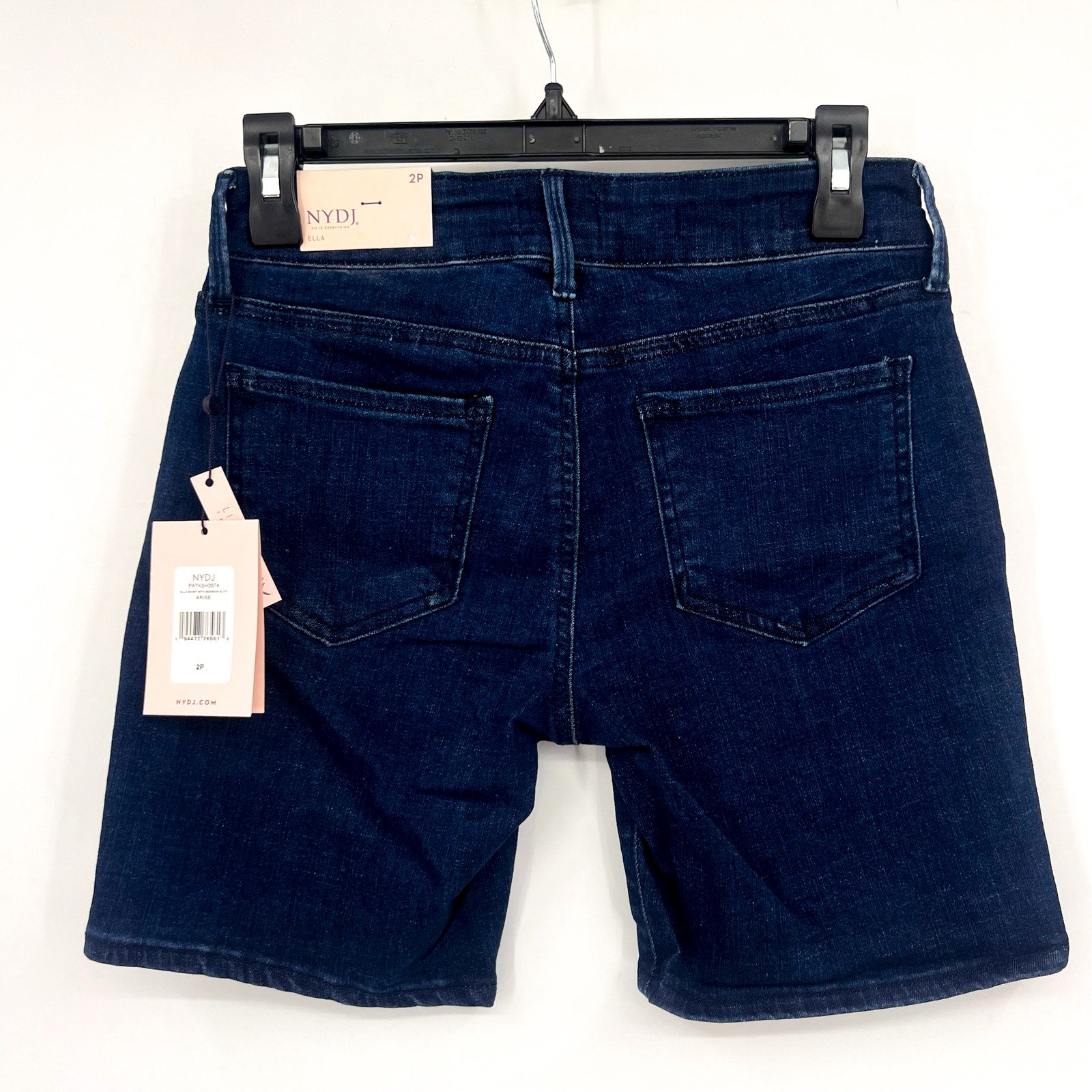 NYDJ Womens Ella Denim Shorts Size 2 PETITE Dark Blue Arise 8" Inseam NWT