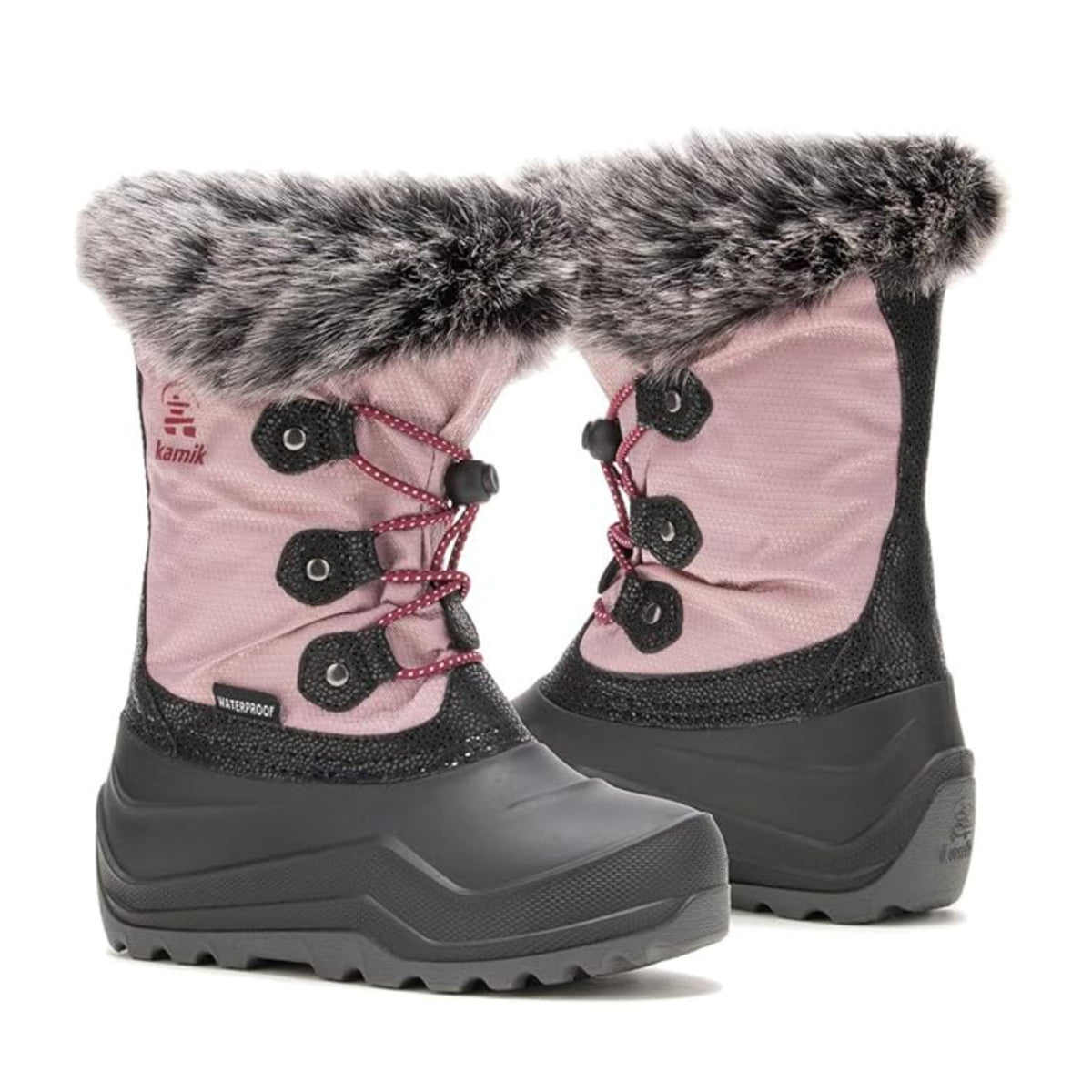 Kamik Kids Girls Powdery 3 Snow Boots Size 13 Light Pink Black Waterproof NWOB