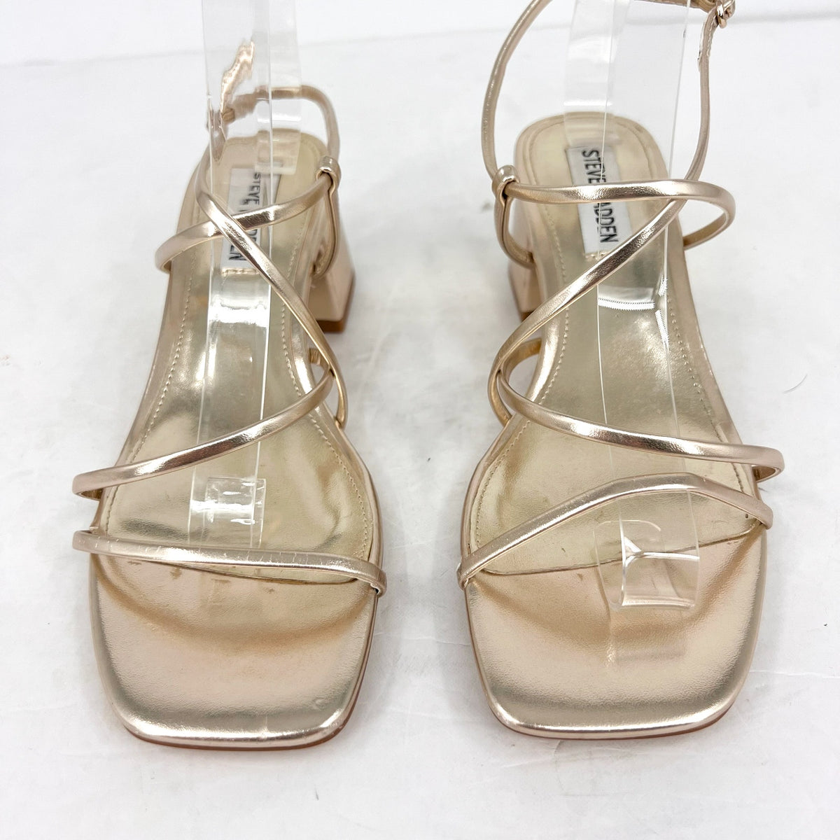 STEVE MADDEN Women's Remmi Heeled Sandals Size 6.5M Gold Strappy NWOB