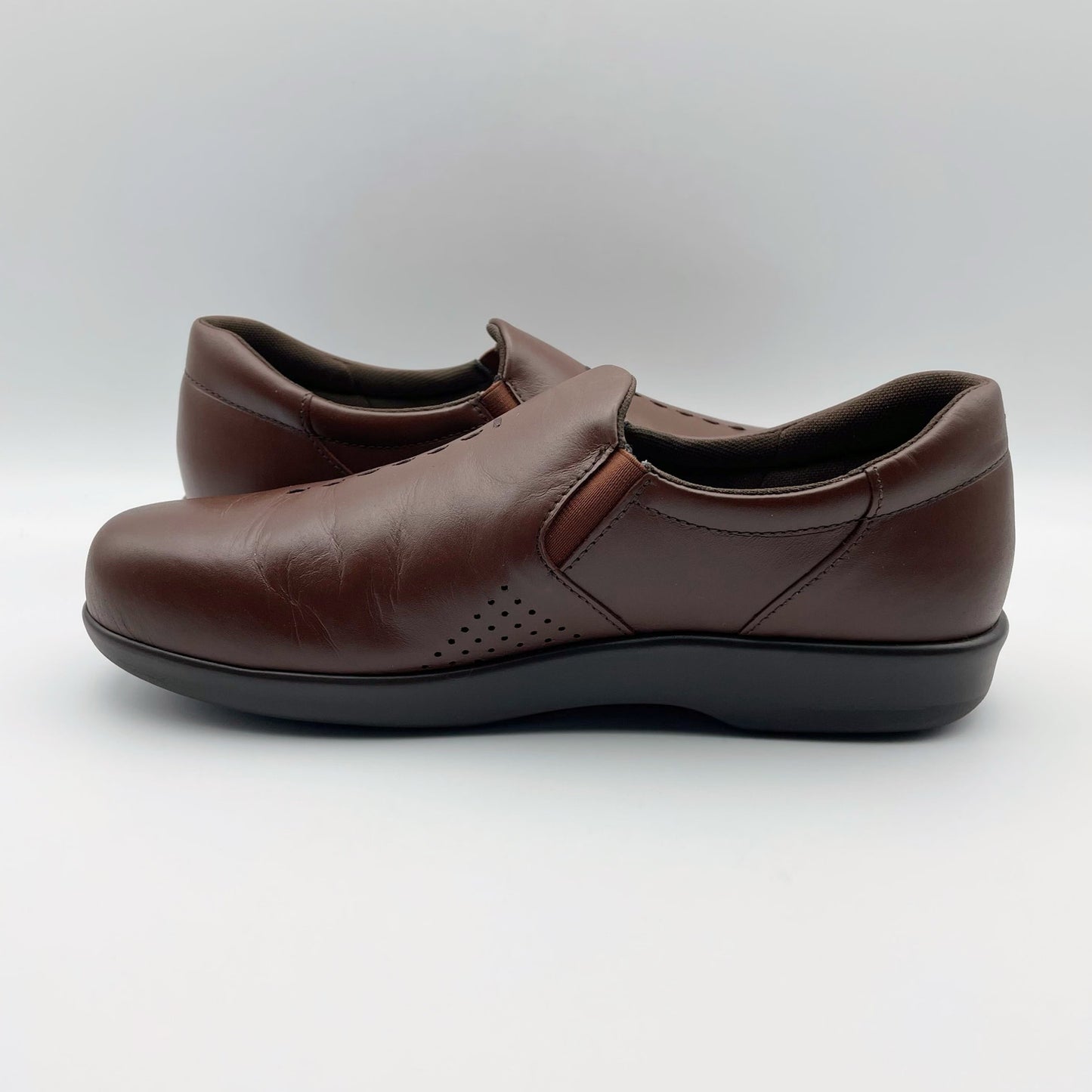 SAS Women's Viva Slip On Comfort Loafer US 7.5 WIDE EU 38 Brown Leather