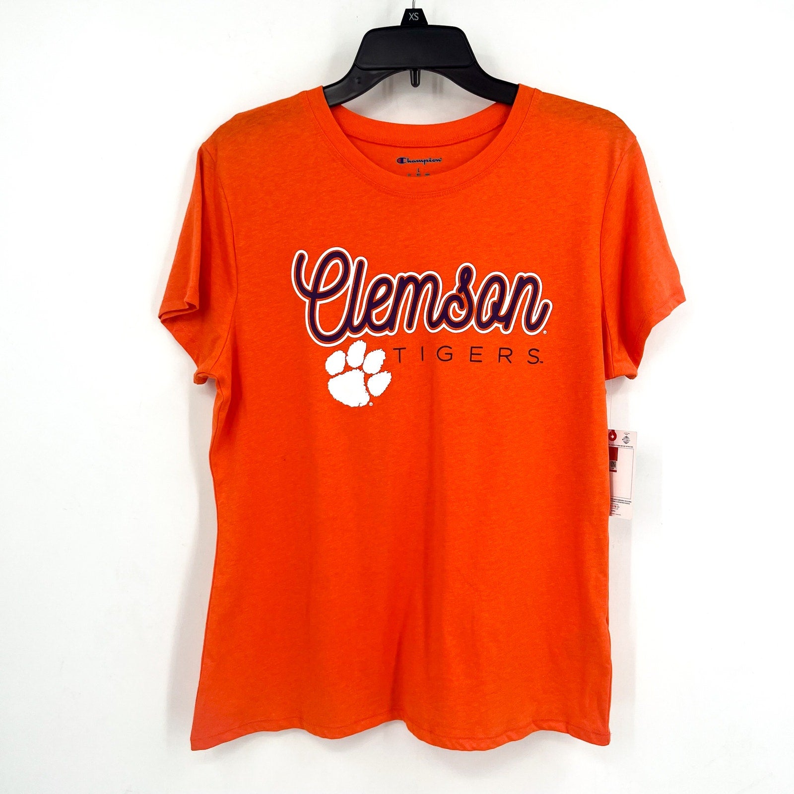CHAMPION Womens Clemson Team Script Short Sleeve T-shirt Large Orange NWT