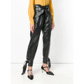 ATTICO Women's Leather Paper Bag Pants IT 40 US Small Black Tie Cuff Belted NWT