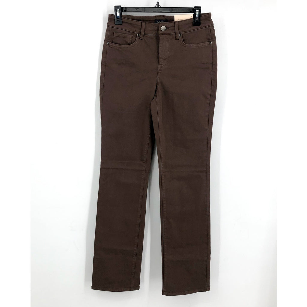 NYDJ Women's Marilyn Straight Jeans Size 4 Brown High Rise 32" Inseam NWT