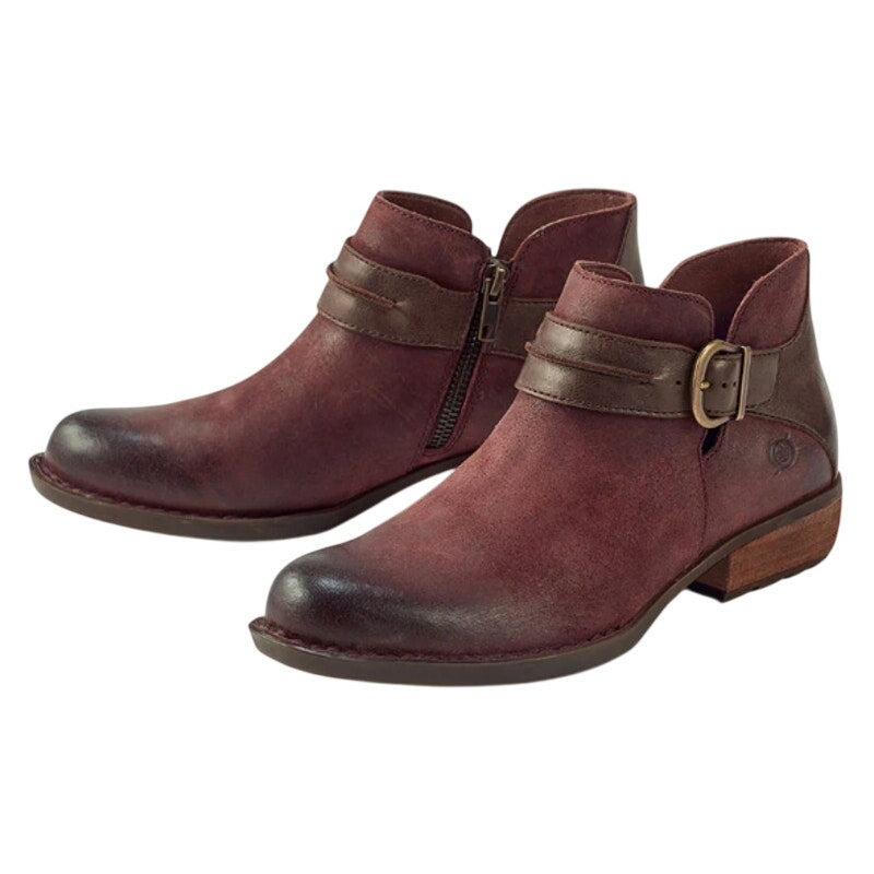 Born Womens Kati Ankle Booties US 8.5 M Burgundy Red Brown Leather NWOB