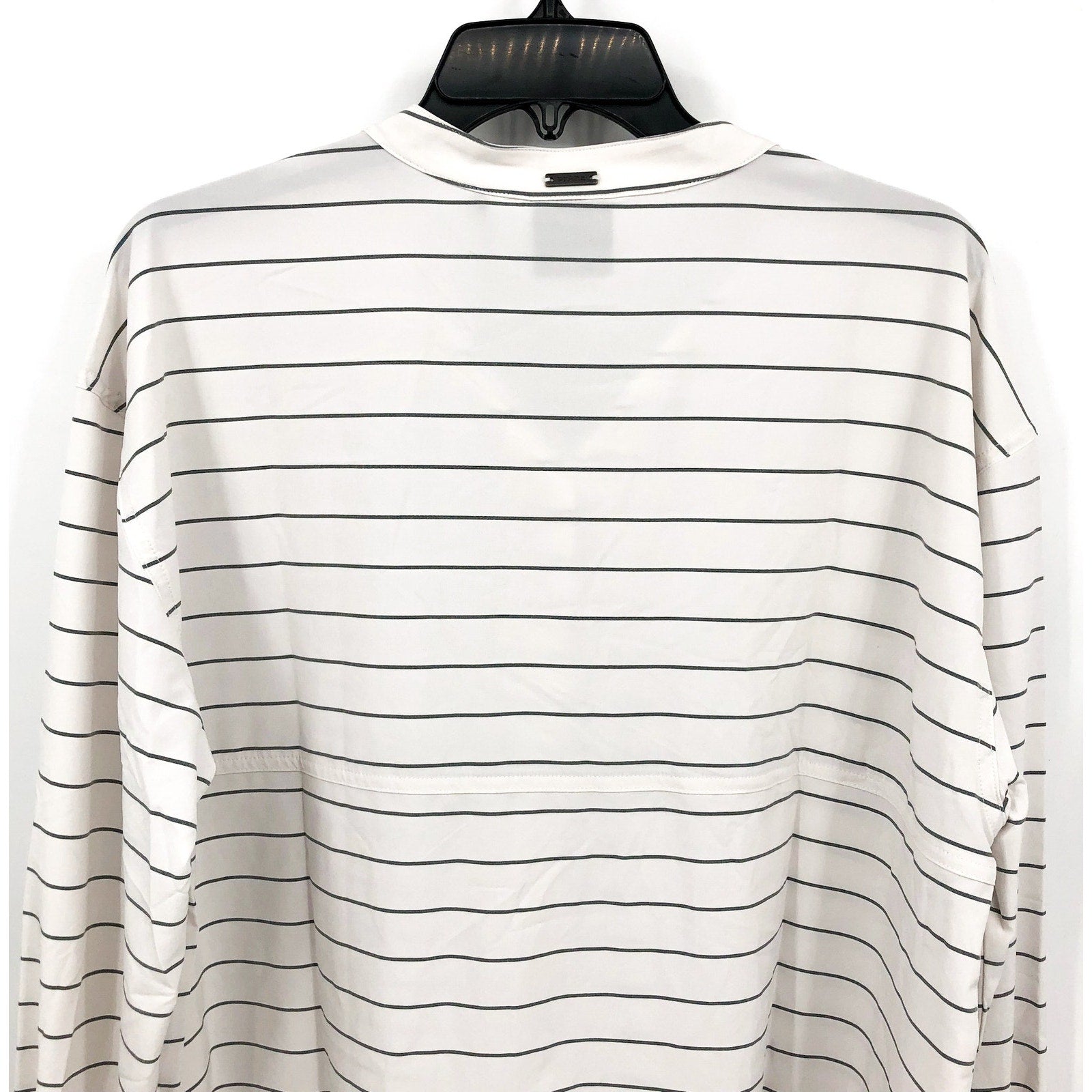 PRANA Womens Railay Tunic Top XL White Stripe Long Sleeve Button Up UPF 50+ NWT