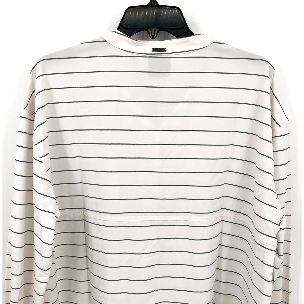 PRANA Womens Railay Tunic Top XL White Stripe Long Sleeve Button Up UPF 50+ NWT