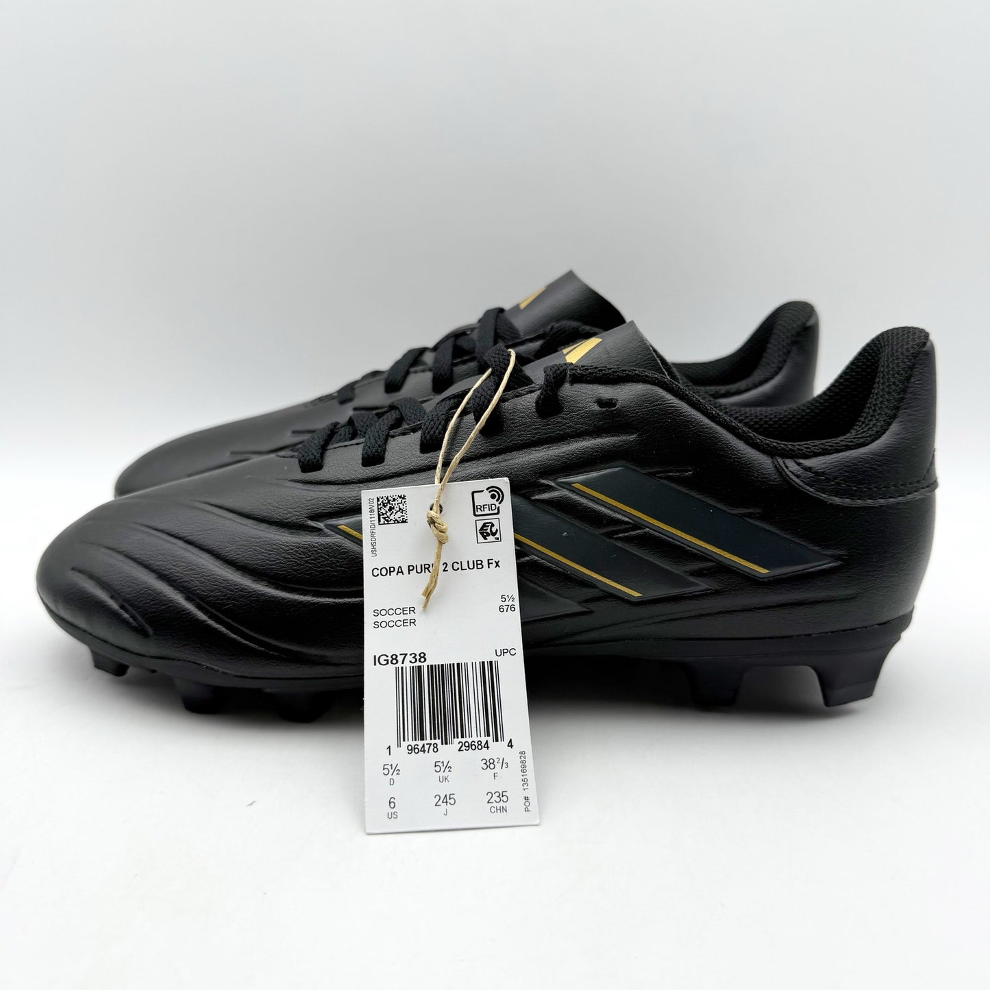Adidas Kids Copa Pure II Club Football Cleats US 6 Black Gold Athletic NIB