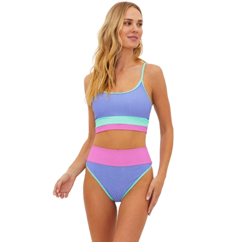 BEACH RIOT Women's Emmy High Waist Bikini Bottom XS Purple Pink High Tide NWT
